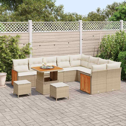 Set Divano da Giardino con cuscino 12 pcs Beige e Crema