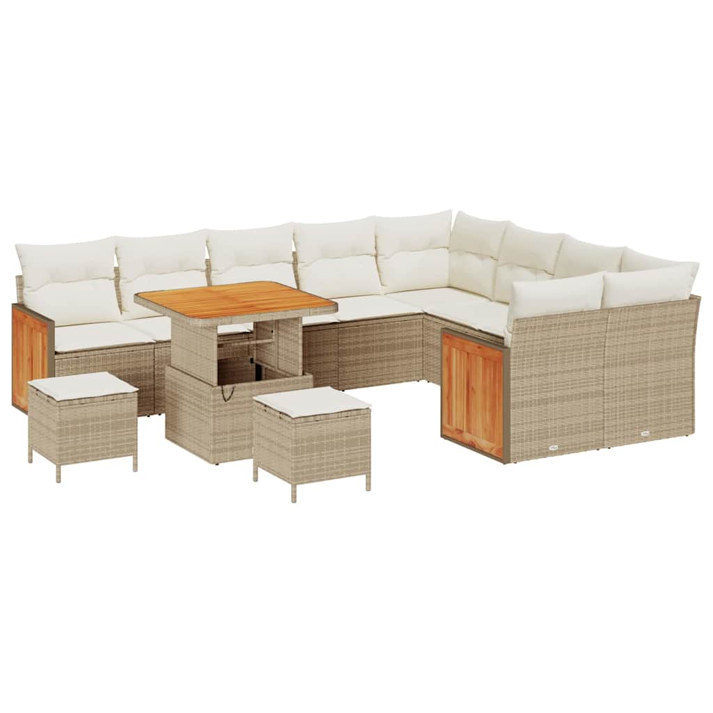 Set Divano da Giardino con cuscino 12 pcs Beige e Crema