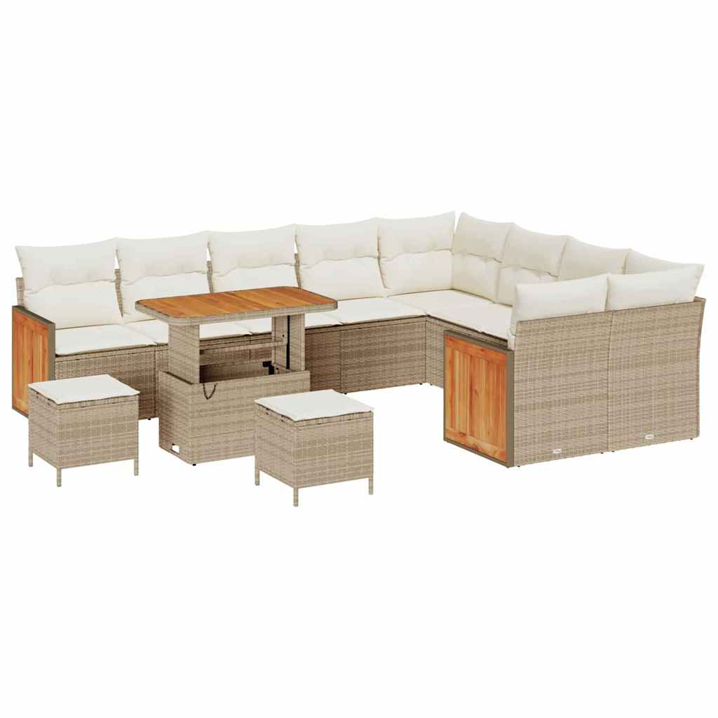 Set Divano da Giardino con cuscino 12 pcs Beige e Crema