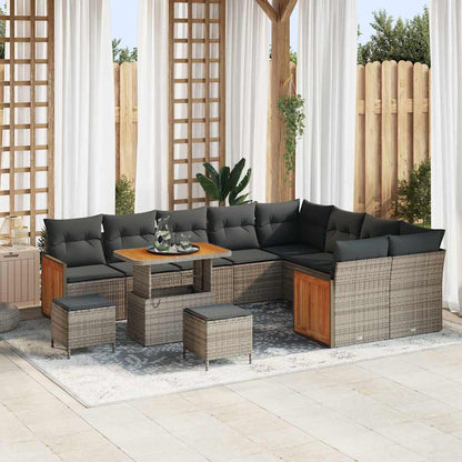 Set Divano da Giardino con cuscino 12 pcs Grigio