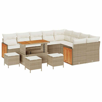 Set Divano da Giardino con cuscino 13 pcs Beige e Crema