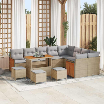 Set Divano da Giardino con cuscino 13 pcs Beige e Grigio Chiaro