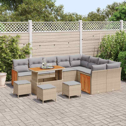 Set Divano da Giardino con cuscino 13 pcs Beige e Grigio Chiaro