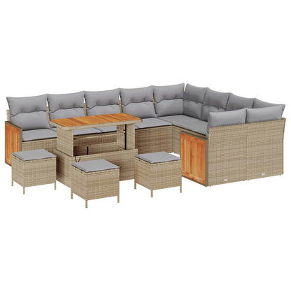 Set Divano da Giardino con cuscino 13 pcs Beige e Grigio Chiaro