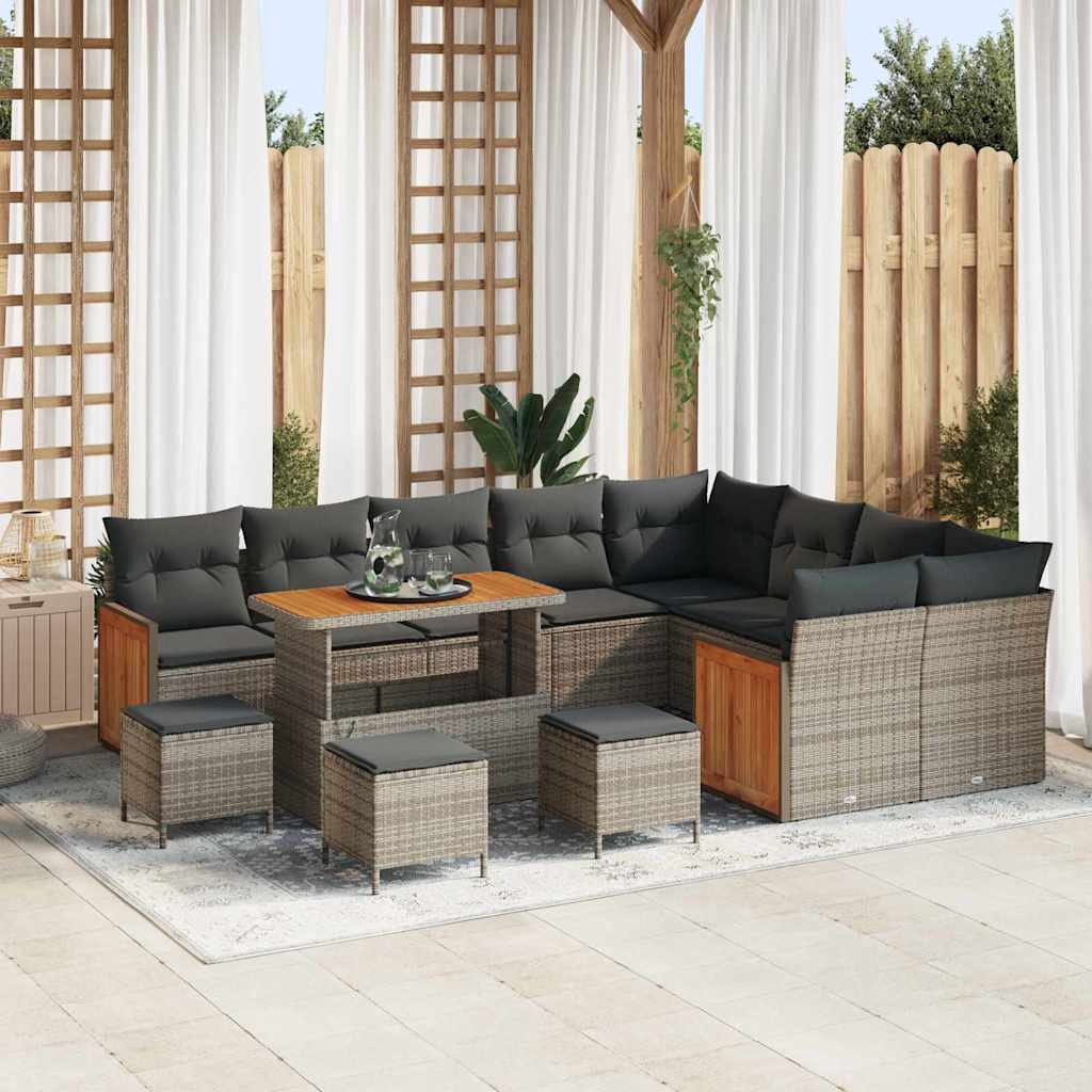Set Divano da Giardino con cuscino 13 pcs Grigio