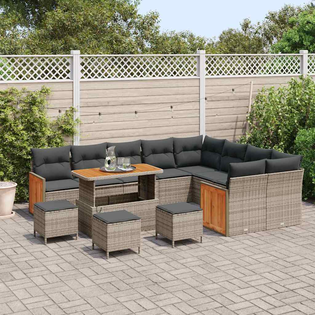 Set Divano da Giardino con cuscino 13 pcs Grigio
