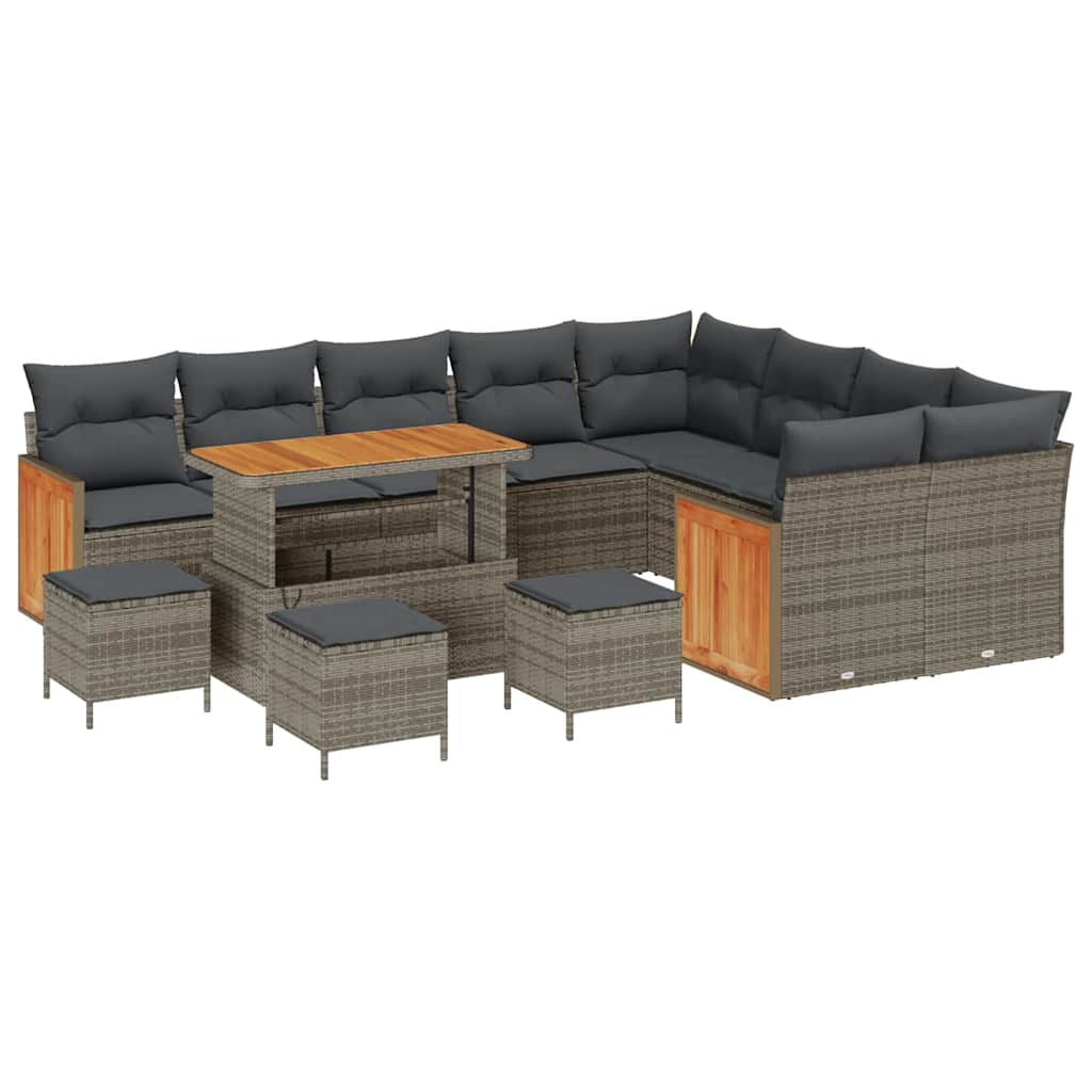 Set Divano da Giardino con cuscino 13 pcs Grigio