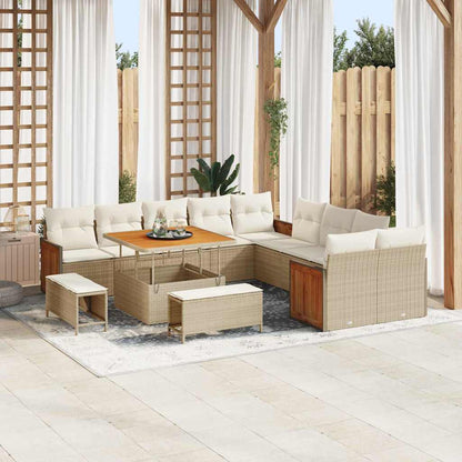 Set Divano da Giardino con cuscino 13 pcs Beige e Crema