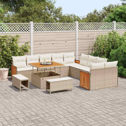 Set Divano da Giardino con cuscino 13 pcs Beige e Crema