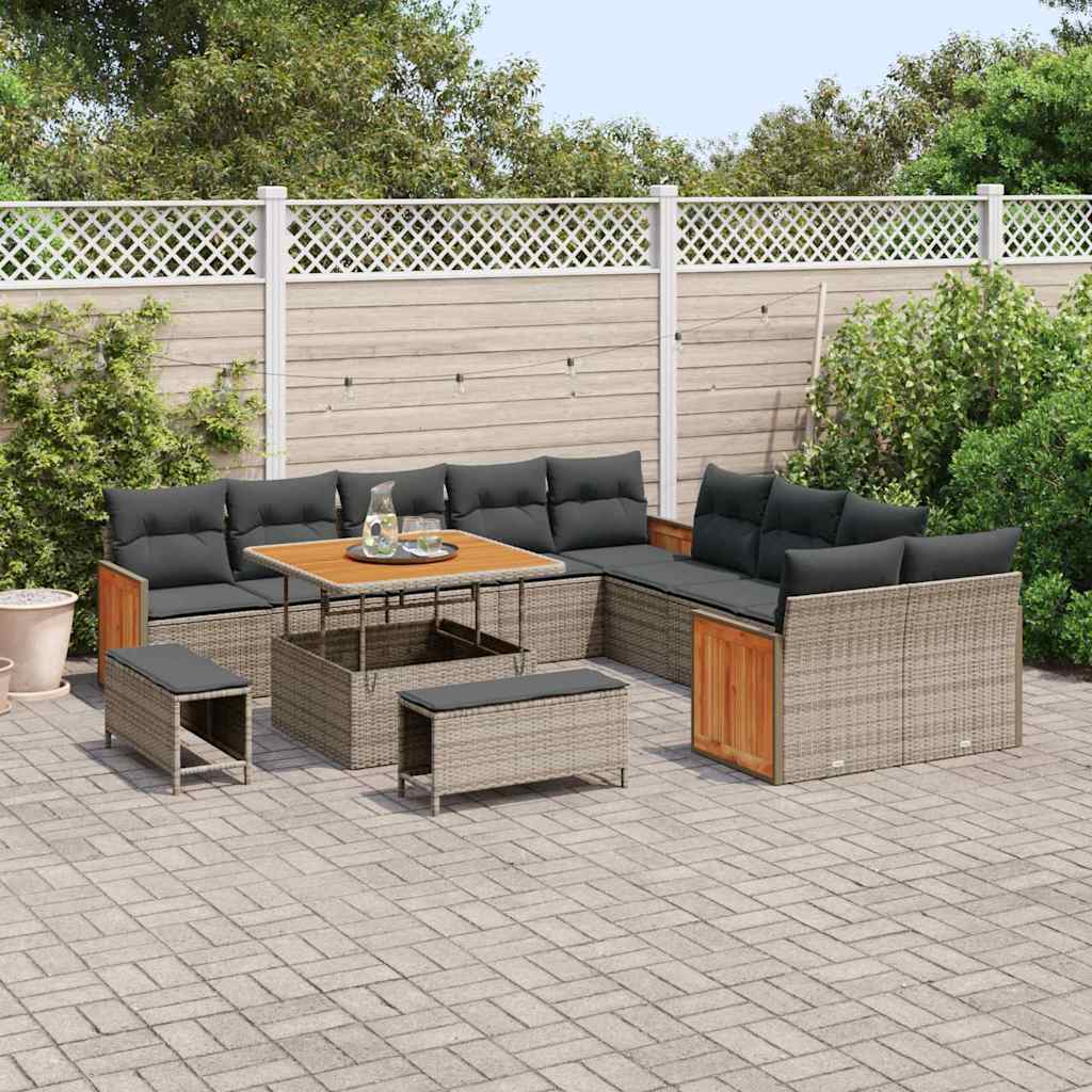 Set Divano da Giardino con cuscino 13 pcs Grigio