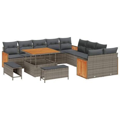 Set Divano da Giardino con cuscino 13 pcs Grigio