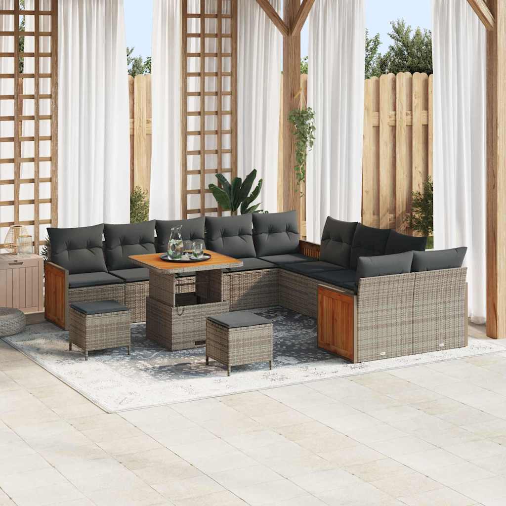 Set Divano da Giardino con cuscino 13 pcs Grigio