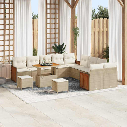 Set Divano da Giardino con cuscino 13 pcs Beige e Crema