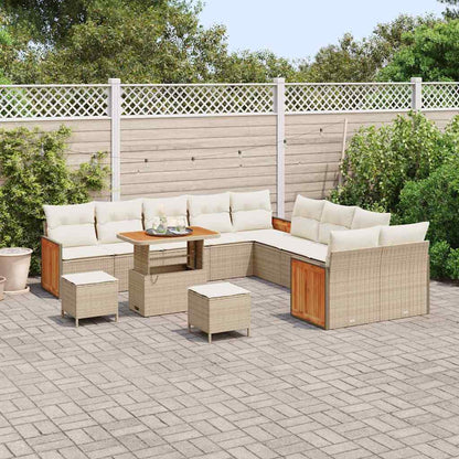 Set Divano da Giardino con cuscino 13 pcs Beige e Crema