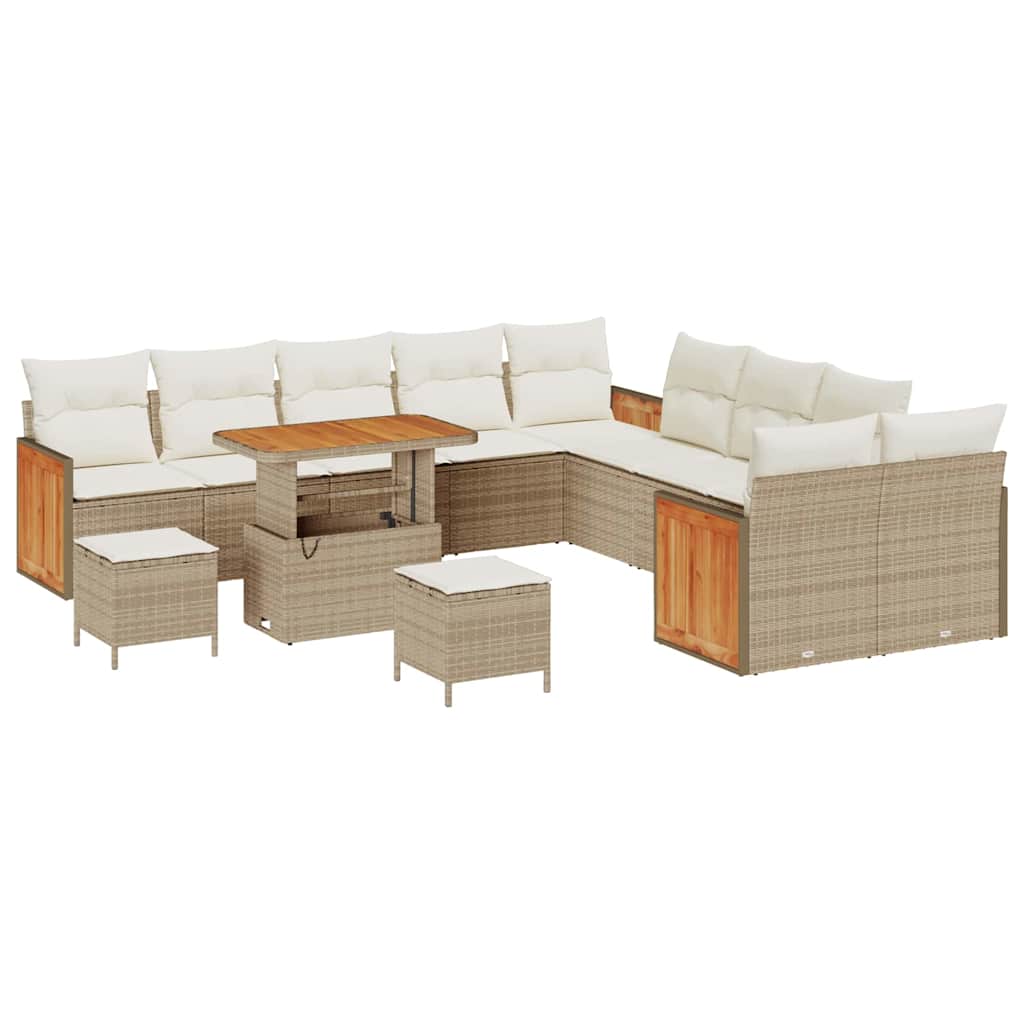 Set Divano da Giardino con cuscino 13 pcs Beige e Crema