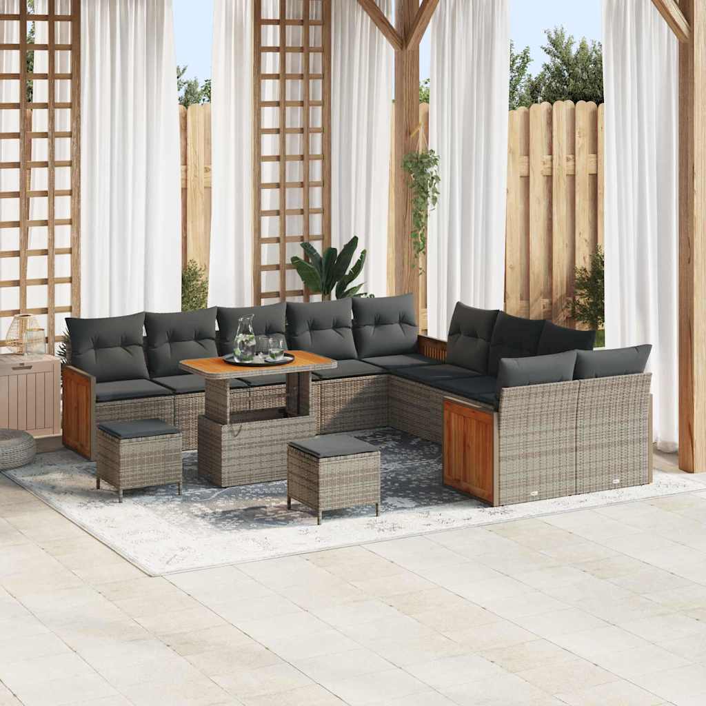 Set Divano da Giardino con cuscino 13 pcs Grigio