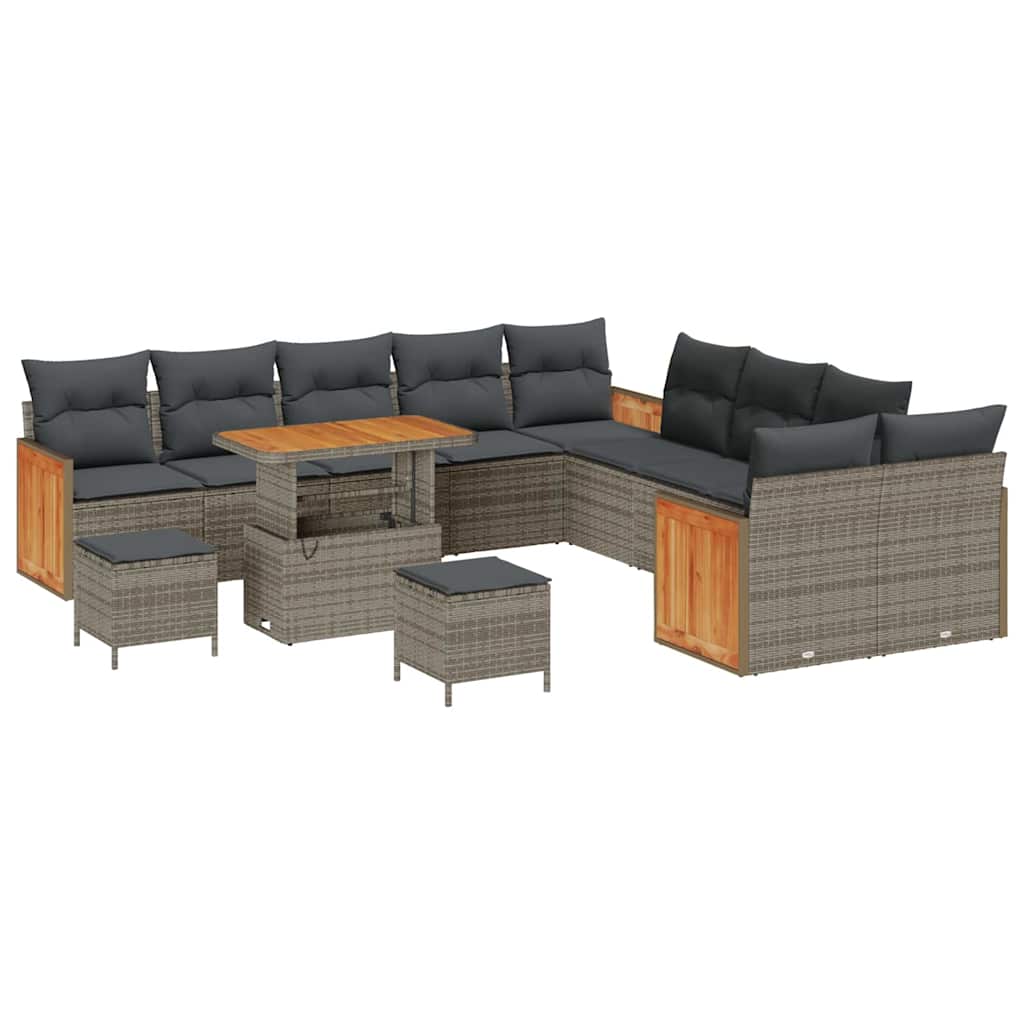 Set Divano da Giardino con cuscino 13 pcs Grigio