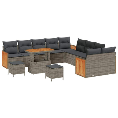 Set Divano da Giardino con cuscino 13 pcs Grigio