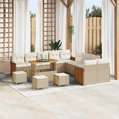 Set Divano da Giardino con cuscino 14 pcs Beige e Crema