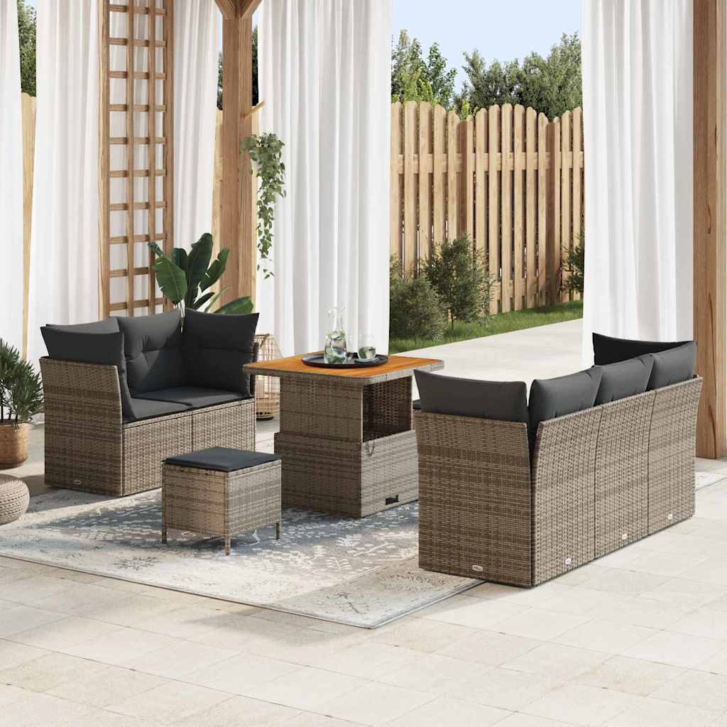 Set Divano da Giardino con cuscino 8 pcs Grigio