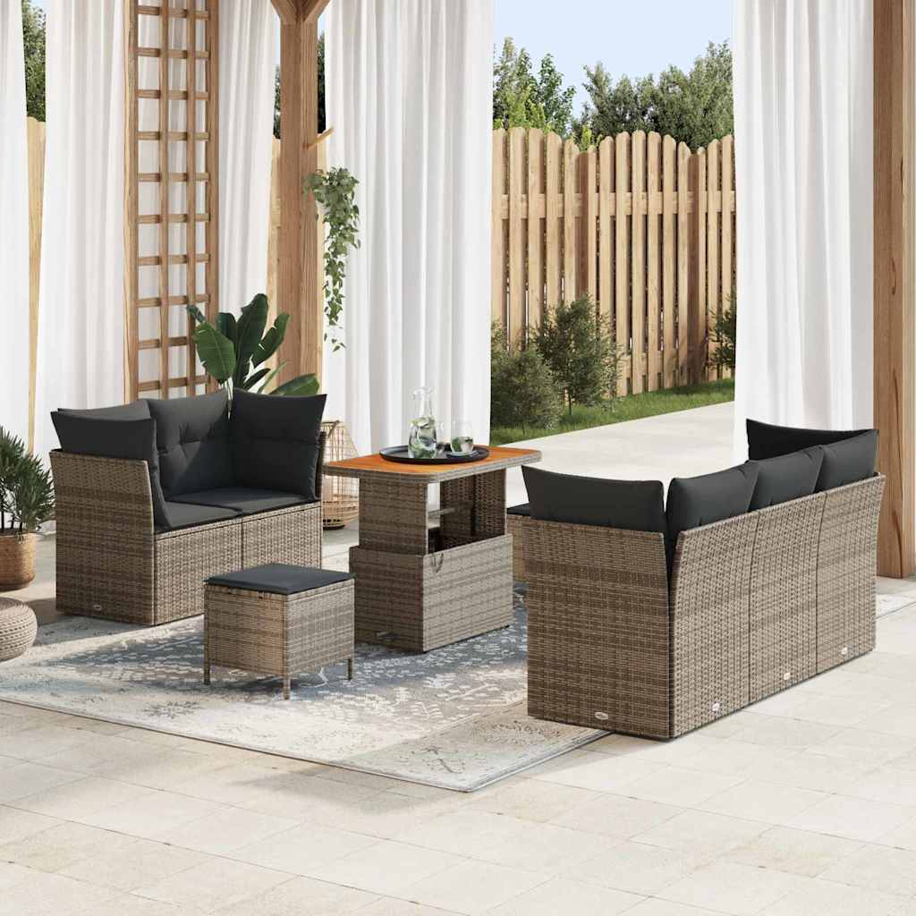 Set Divano da Giardino con cuscino 8 pcs Grigio
