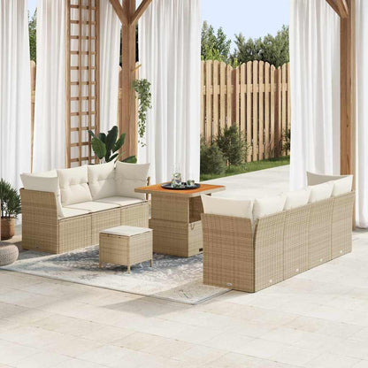 Set Divano da Giardino con cuscino 10 pcs beige e panna
