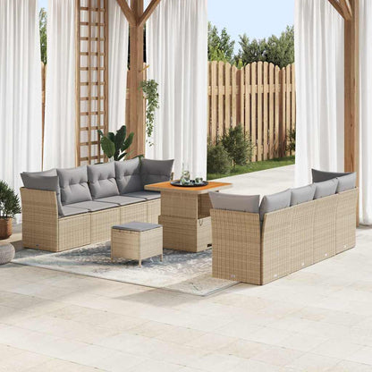 Set Divano da Giardino 11 pcs Beige e Grigio Chiaro polyrattan