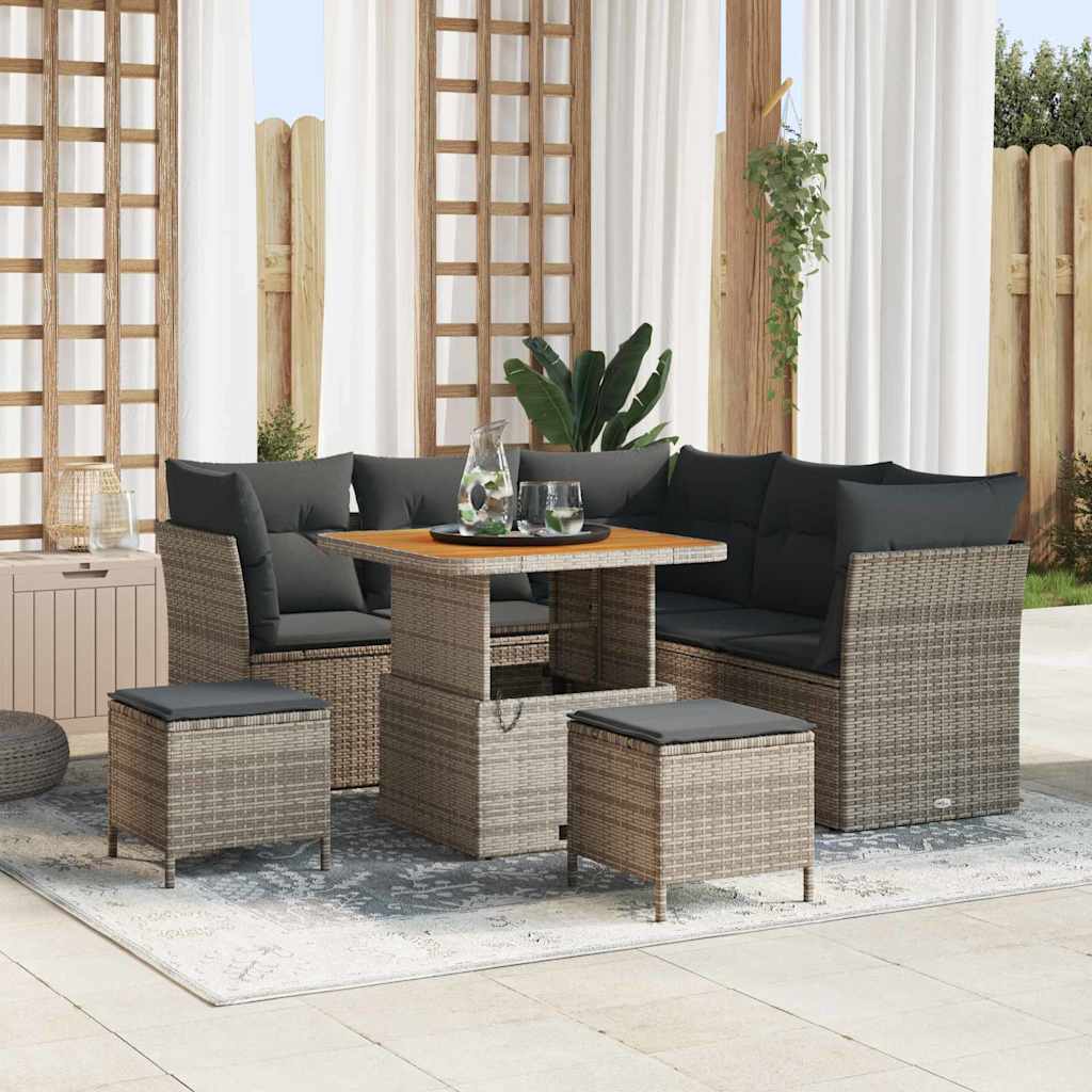 Set Divano da Giardino con cuscino 8 pcs Grigio