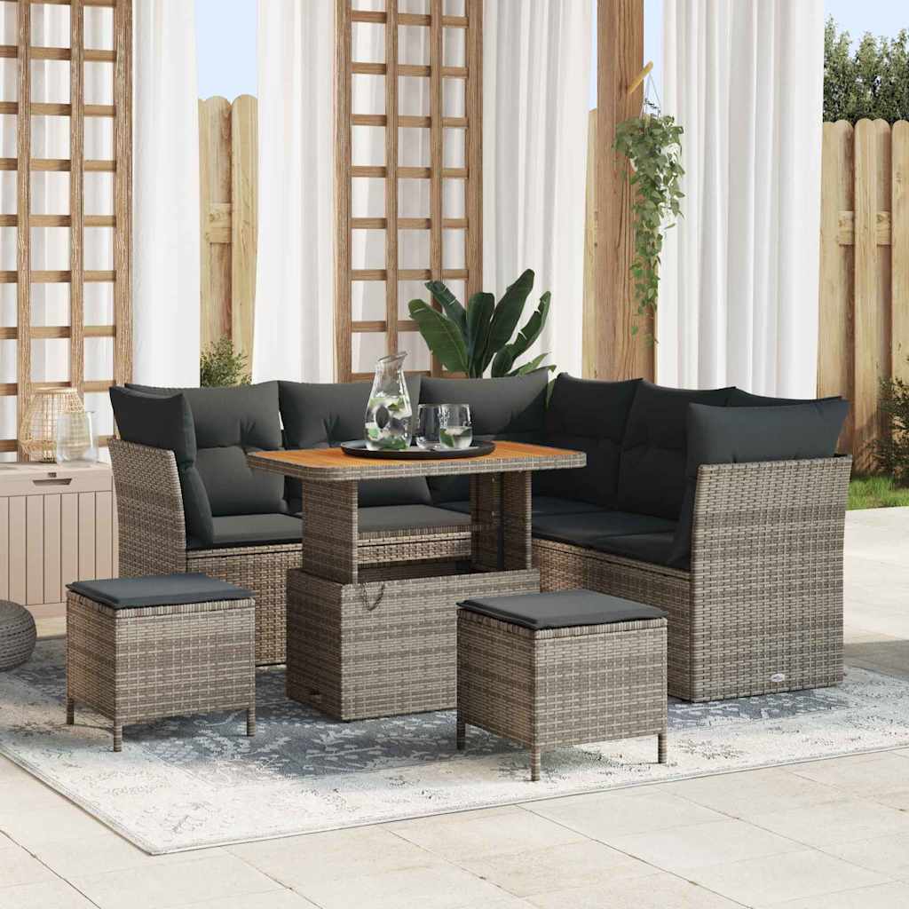 Set Divano da Giardino con cuscino 8 pcs Grigio