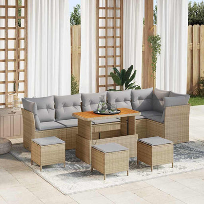 Set Divano da Giardino con cuscino 10 pcs Beige e Grigio Chiaro