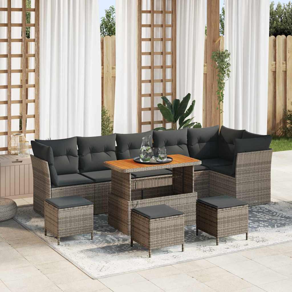 Set Divano da Giardino con cuscino 10 pcs Grigio