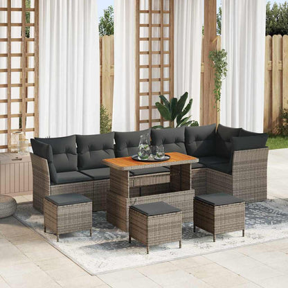 Set Divano da Giardino con cuscino 10 pcs Grigio