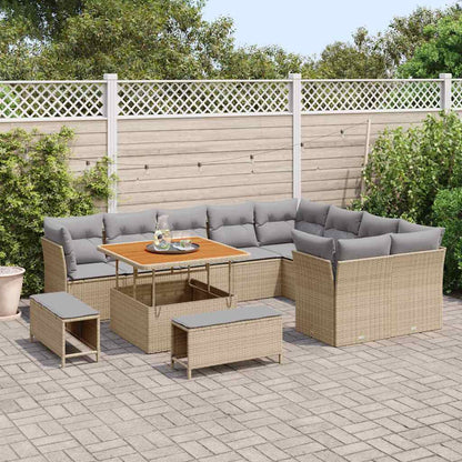 Set Divano da Giardino con cuscino 12 pcs Beige e Grigio Chiaro