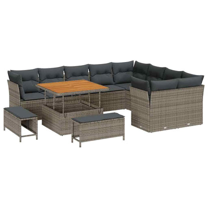 Set Divano da Giardino con cuscino 12 pcs Grigio