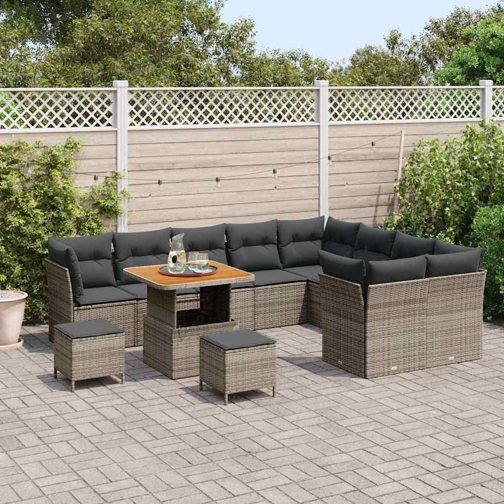 Set Divano da Giardino con cuscino 12 pcs Grigio