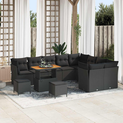 Set Divano da Giardino con cuscino 12 pcs Nero