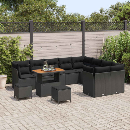 Set Divano da Giardino con cuscino 12 pcs Nero