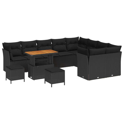 Set Divano da Giardino con cuscino 12 pcs Nero