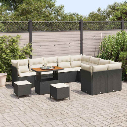 Set Divano da Giardino con cuscino 12 pcs Nero e Crema