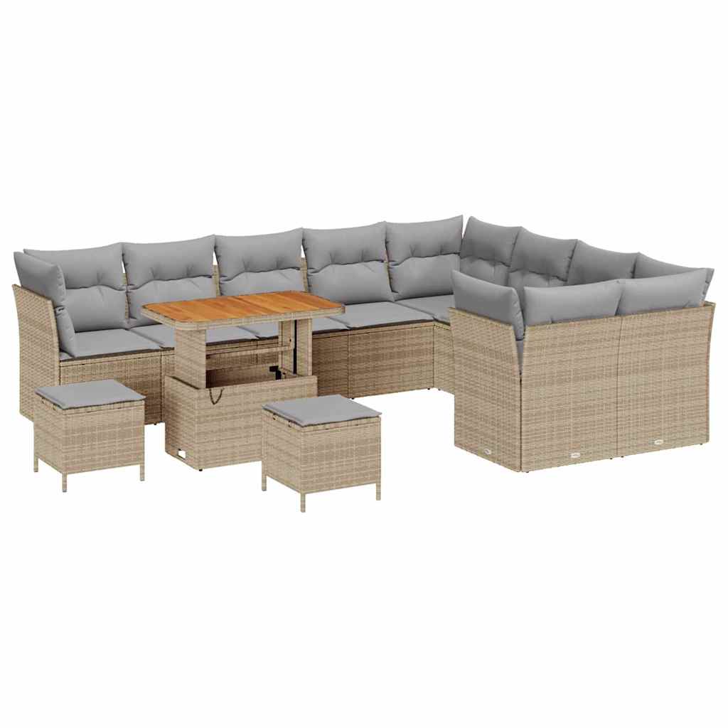 Set Divano da Giardino con cuscino 12 pcs Beige e Grigio Chiaro