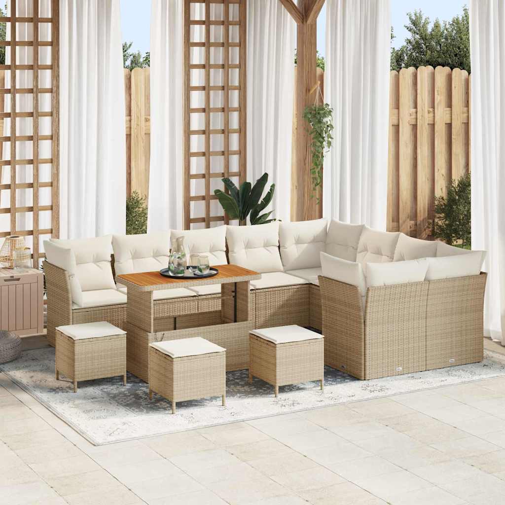 Set Divano da Giardino con cuscino 13 pcs beige e panna