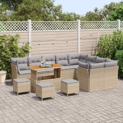 Set Divano da Giardino con cuscino 13 pcs Beige e Grigio Chiaro
