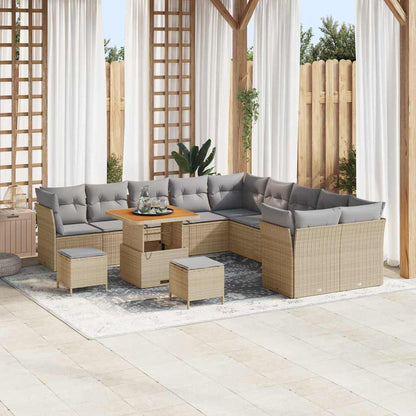 Set Divano da Giardino 13 pcs Beige e Grigio Chiaro polyrattan