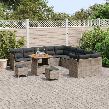 Set Divano da Giardino con cuscino 13 pcs Grigio polyrattan