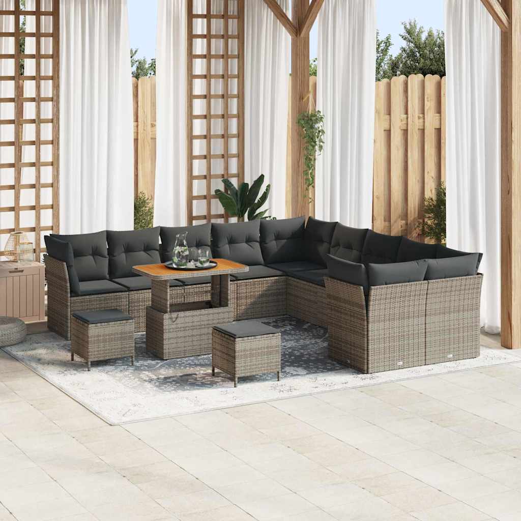Set Divano da Giardino con cuscino 13 pcs Grigio