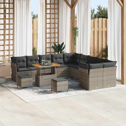 Set Divano da Giardino con cuscino 13 pcs Grigio