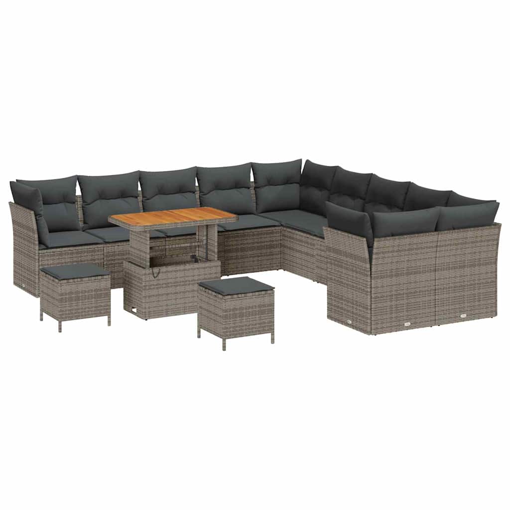 Set Divano da Giardino con cuscino 13 pcs Grigio