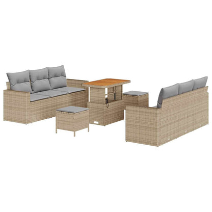 Set Divano da Giardino con cuscino 9 pcs Nero e grigio chiaro