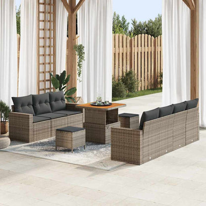Set Divano da Giardino con cuscino 10 pcs Grigio
