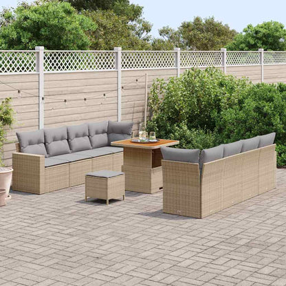 Set Divano da Giardino 12 pcs Beige e Grigio Chiaro polyrattan